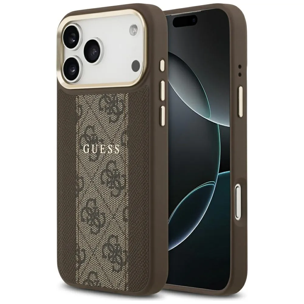 Custodia MagSafe per Apple iPhone 17 Pro, Guess, 4G Stripe, Marrone - immagine 1