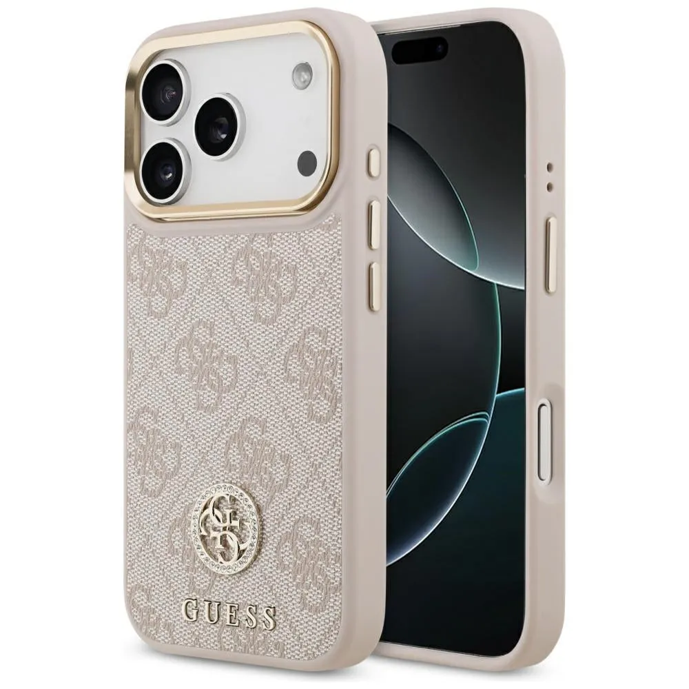 Custodia MagSafe per Apple iPhone 17 Pro, Guess, Logo Strass 4G, Rosa - immagine 1