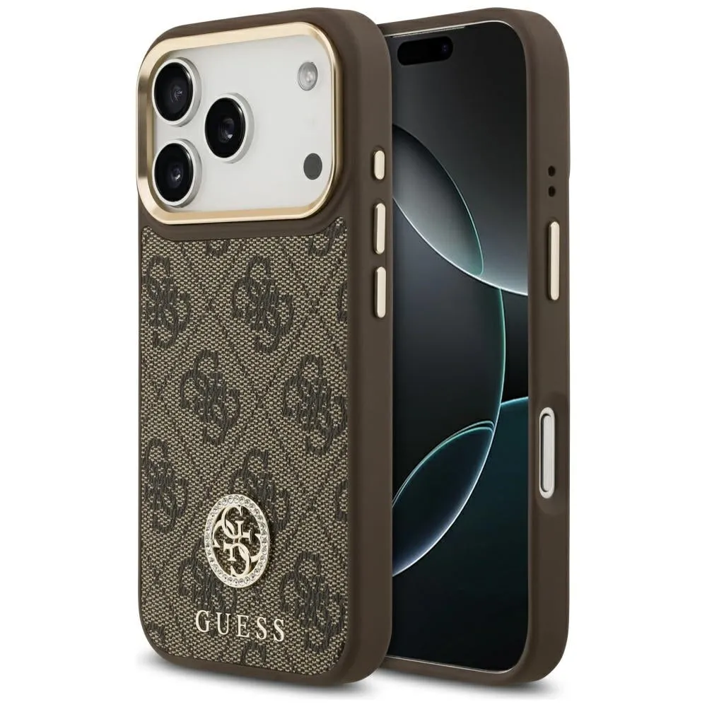 Custodia MagSafe per Apple iPhone 17 Pro, Guess, Logo Strass 4G, Marrone - immagine 1