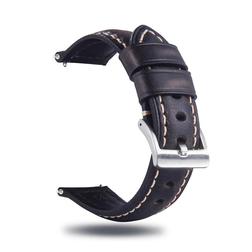 Berfine Cinturini per Orologi in Pelle Uomo Donna, Sgancio Rapido, Stile Vintage, 18mm 20mm 22mm 24mm 26mm - immagine 1