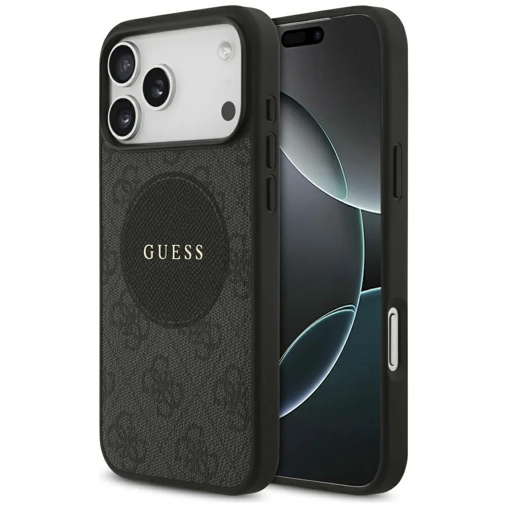 Custodia MagSafe per Apple iPhone 17 Pro, Guess, 4G Circle Classic Logo, Nera - immagine 1