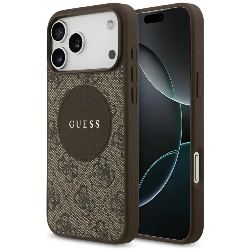 Custodia MagSafe per Apple iPhone 17 Pro, Guess, 4G Circle Classic Logo, Marrone - immagine 1