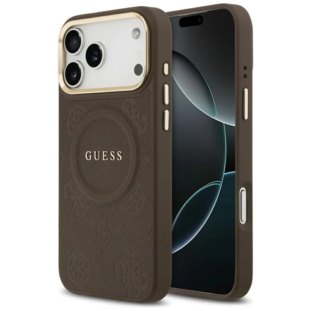 Custodia MagSafe per Apple iPhone 17 Pro Max, Guess, Peony Hot Stamp, Marrone - immagine 1