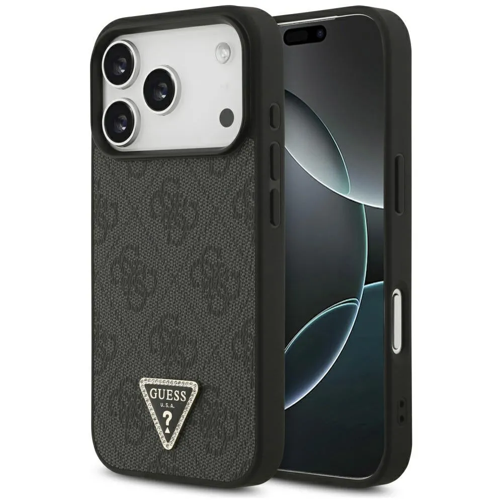Custodia MagSafe per Apple iPhone 17 Pro Max, Guess, 4G Triangle Strass, Nera - immagine 1