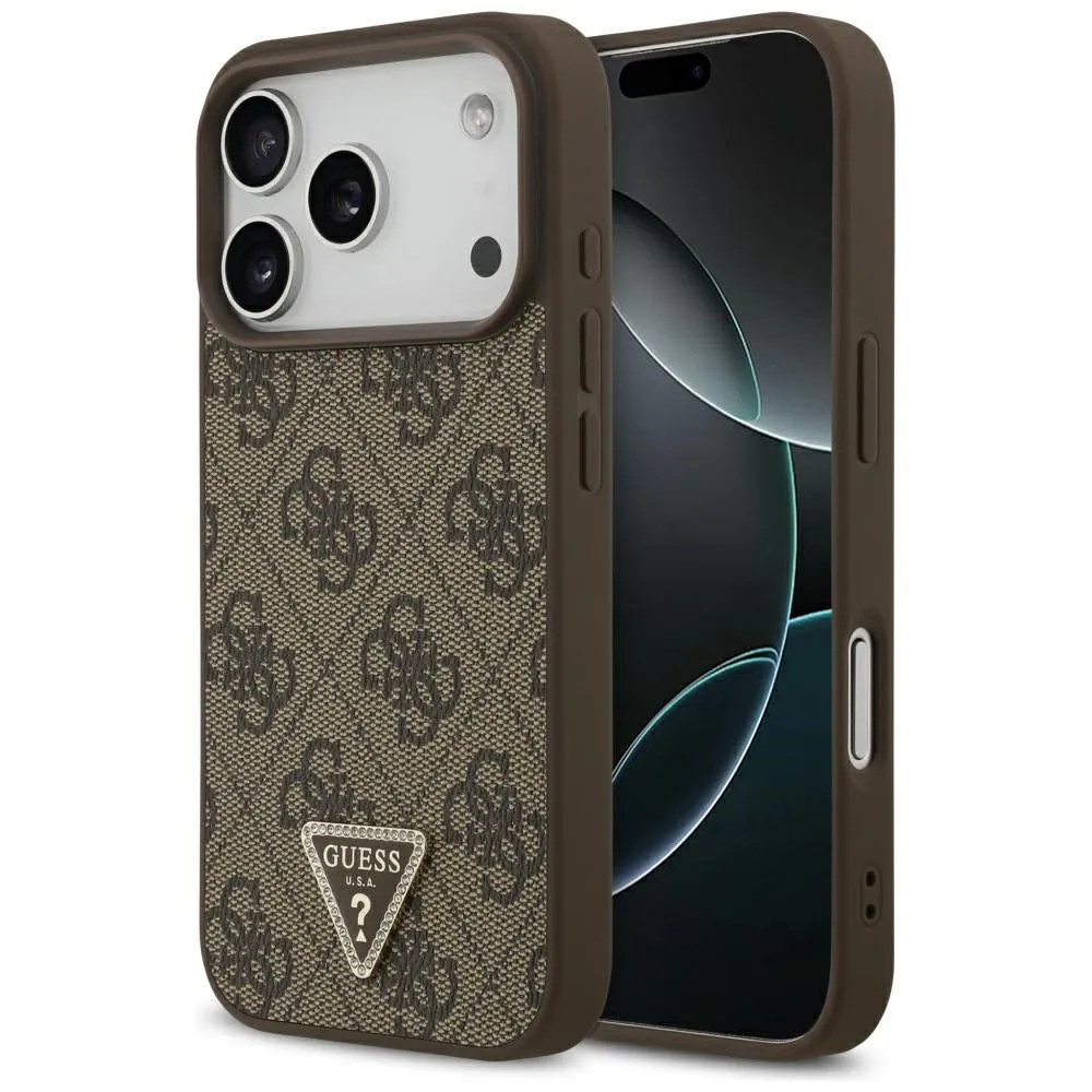 Custodia MagSafe per Apple iPhone 17 Pro Max, Guess, 4G Triangle Strass, Marrone - immagine 1