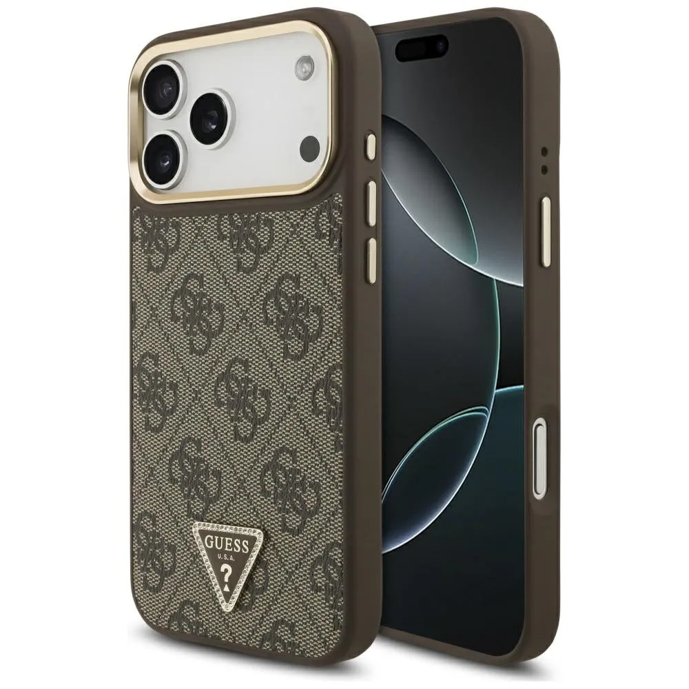 Custodia MagSafe per Apple iPhone 17 Pro Max, Guess, Logo Triangolo 4G, Marrone Dorato - immagine 1