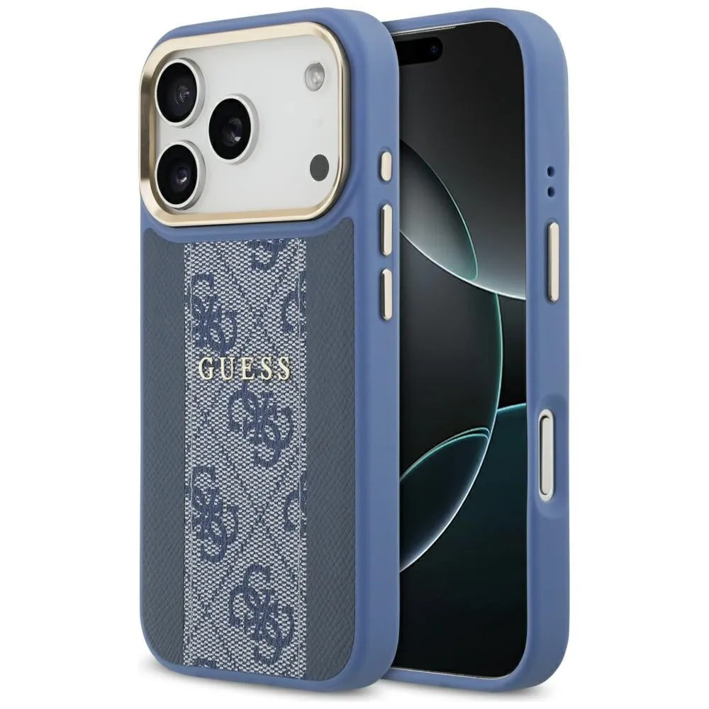 Custodia MagSafe per Apple iPhone 17 Pro Max, Guess, 4G Stripe, Blu - immagine 1