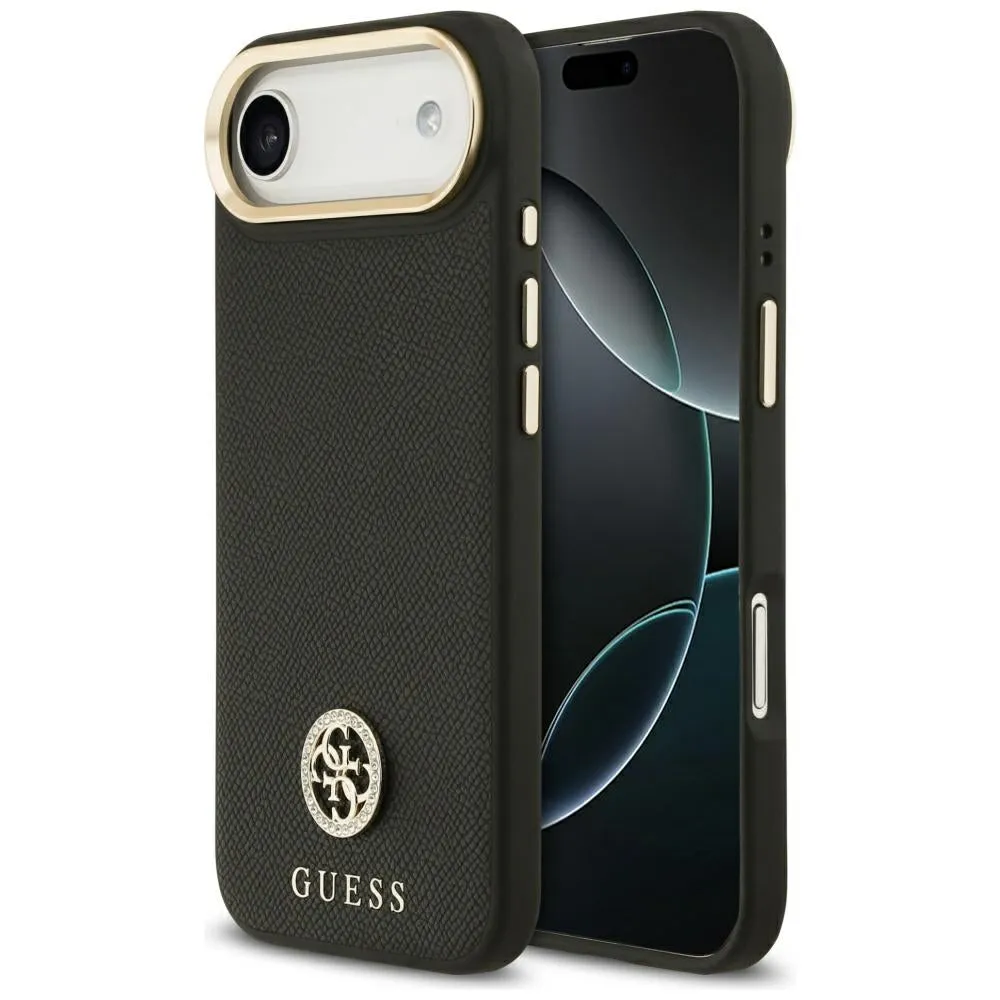 Custodia MagSafe per Apple iPhone 17 Air, Guess, Grained Strass Logo, Nera - immagine 1