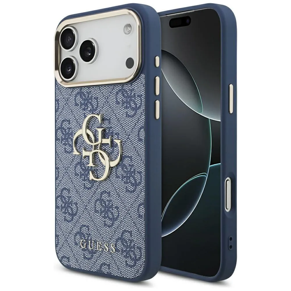 Custodia per Apple iPhone 17 Pro, Guess, Big 4G Logo Classic, Blu Dorato - immagine 1