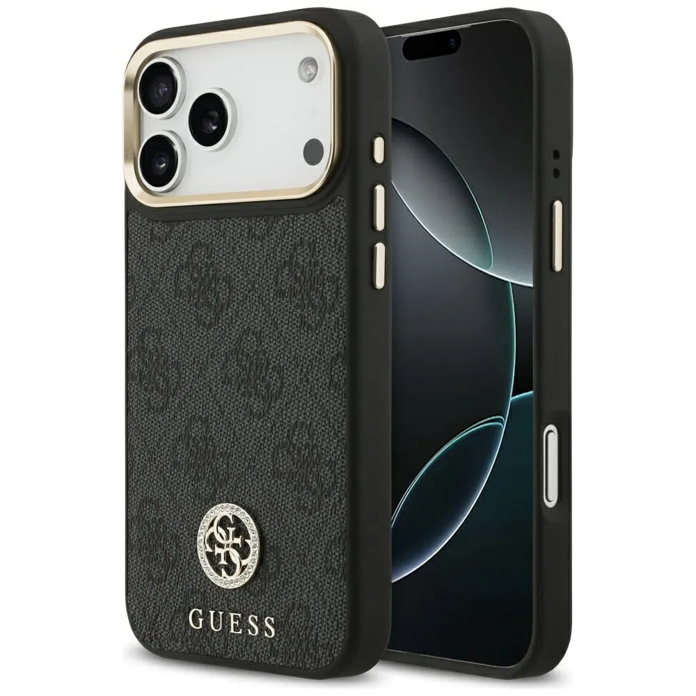 Custodia MagSafe per Apple iPhone 17 Pro Max, Guess, 4G Strass Logo, Nera - immagine 1