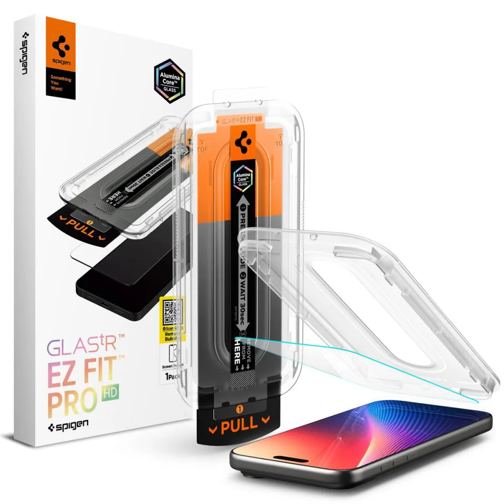 Pellicola protettiva per schermo Spigen GlastR EZ FIT Pro per Apple iPhone 18 Pro / 17 Pro / 17 / 16 Pro, Vetro temperato, Full Glue AGL10097 - immagine 1