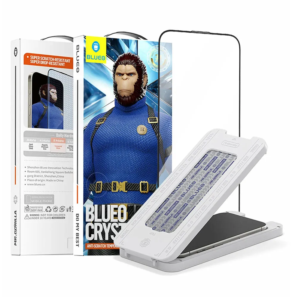 Pellicola protettiva Schermo Blueo Crystal Anti-Scratch Applicator per Apple iPhone 17 Air, Vetro Temperato, Full Glue, Nera - immagine 1
