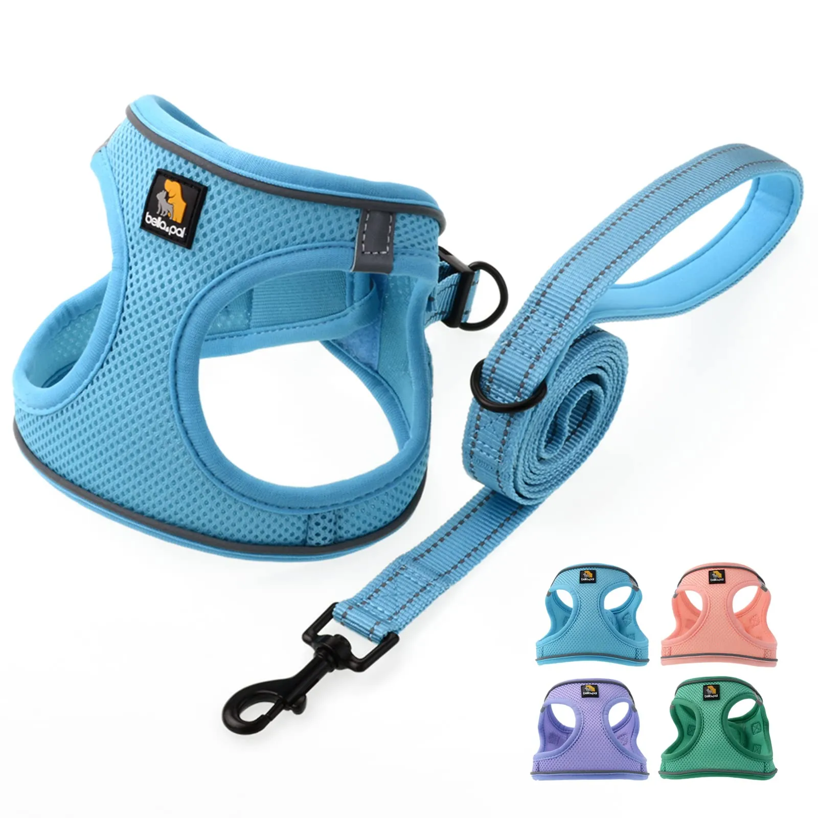 BELLA & PAL Pettorina Cane Taglia Piccola, Pettorine per Cuccioli con Guinzaglio, Step In Riflettente in Air Mesh Morbida e Traspirante, Imbracatura per Cani Poccoli, Blu, XS - immagine 1