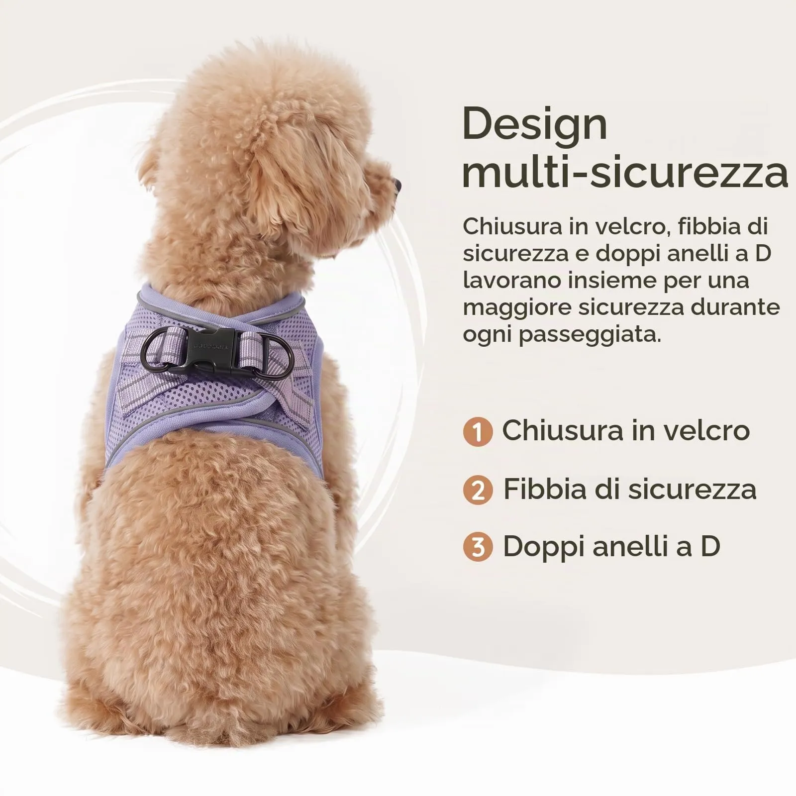 BELLA & PAL Pettorina Cane Taglia Piccola, Pettorine per Cuccioli con Guinzaglio, Step In Riflettente in Air Mesh Morbida e Traspirante, Imbracatura per Cani Poccoli, Viola, M - immagine 4
