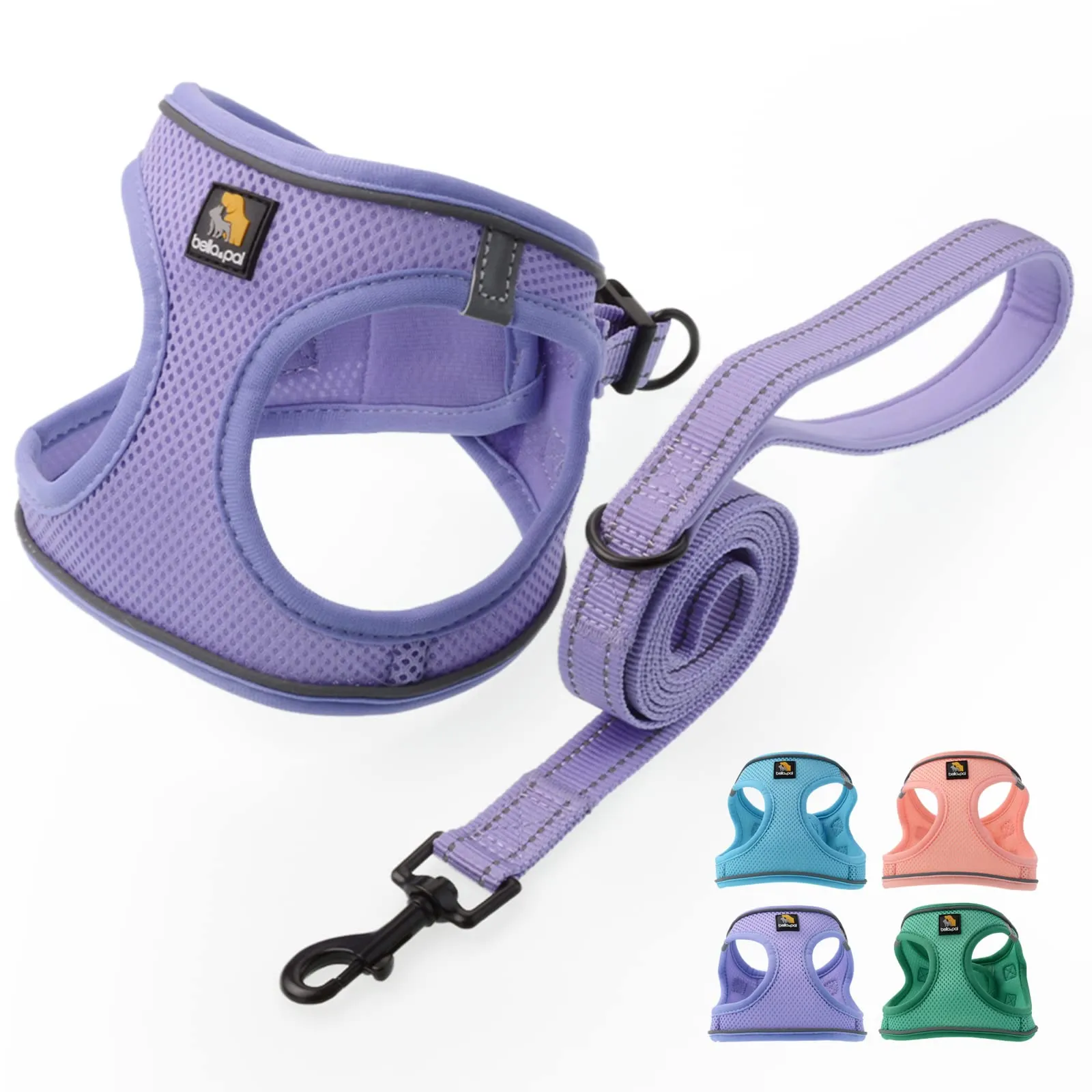 BELLA & PAL Pettorina Cane Taglia Piccola, Pettorine per Cuccioli con Guinzaglio, Step In Riflettente in Air Mesh Morbida e Traspirante, Imbracatura per Cani Poccoli, Viola, S - immagine 1