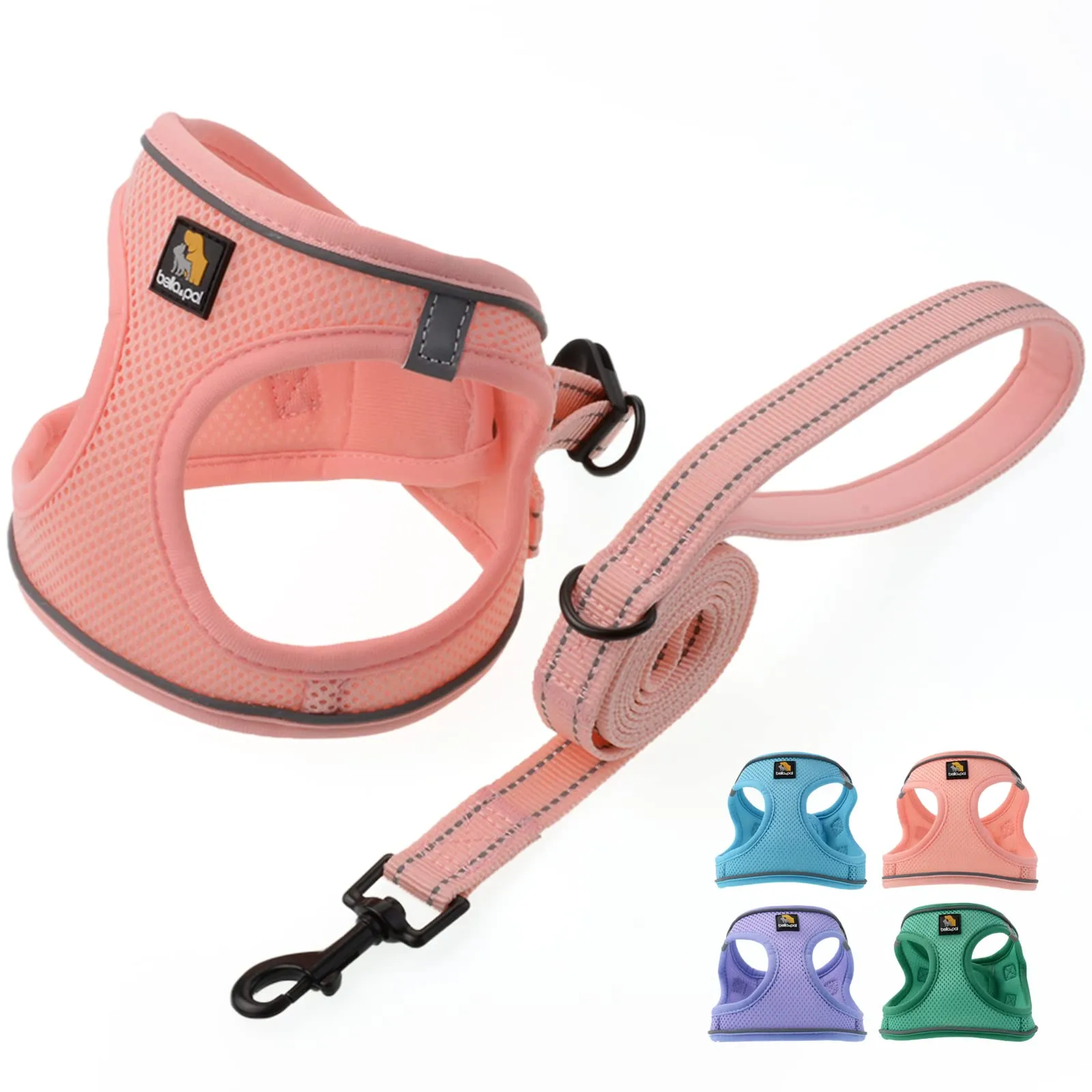 BELLA & PAL Pettorina Cane Taglia Piccola, Pettorine per Cuccioli con Guinzaglio, Step In Riflettente in Air Mesh Morbida e Traspirante, Imbracatura per Cani Poccoli, Rosa, M - immagine 1
