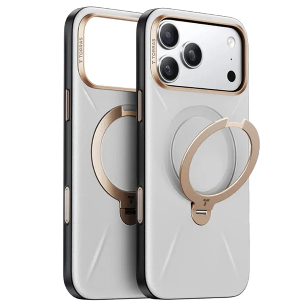 Custodia MagSafe per Apple iPhone 17 Pro, Torras, QPRO Leather, Grigio - immagine 1