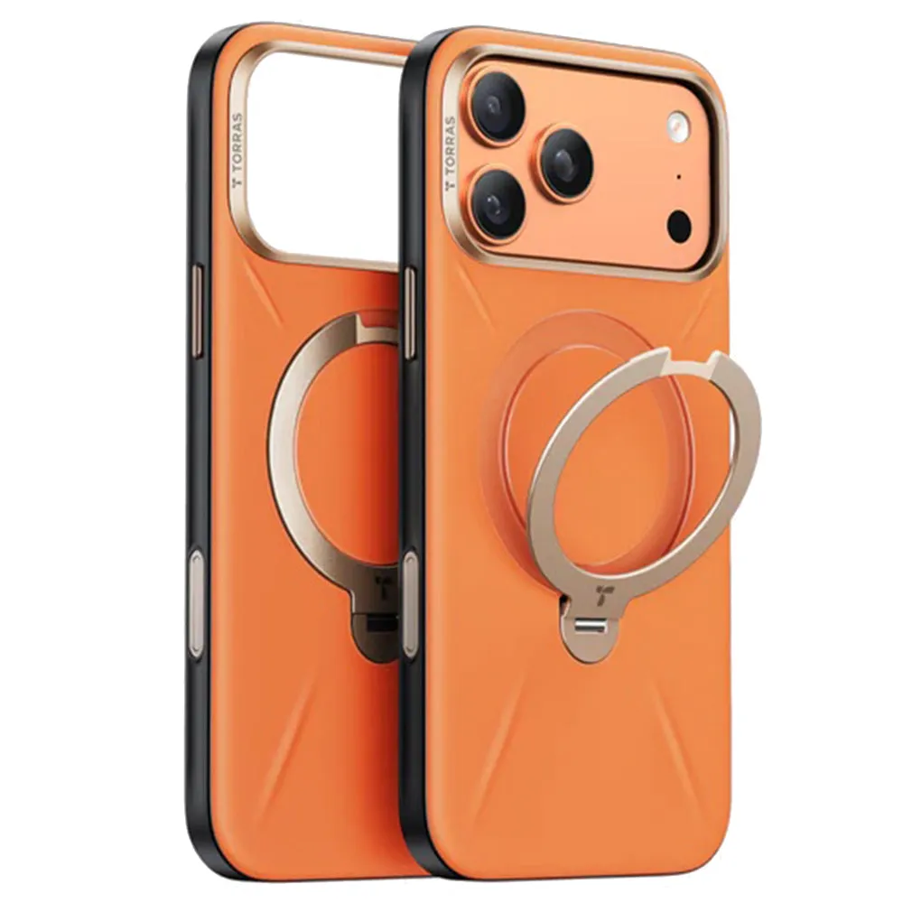 Custodia MagSafe per Apple iPhone 17 Pro Max, Torras, QPRO Leather, Arancione - immagine 1