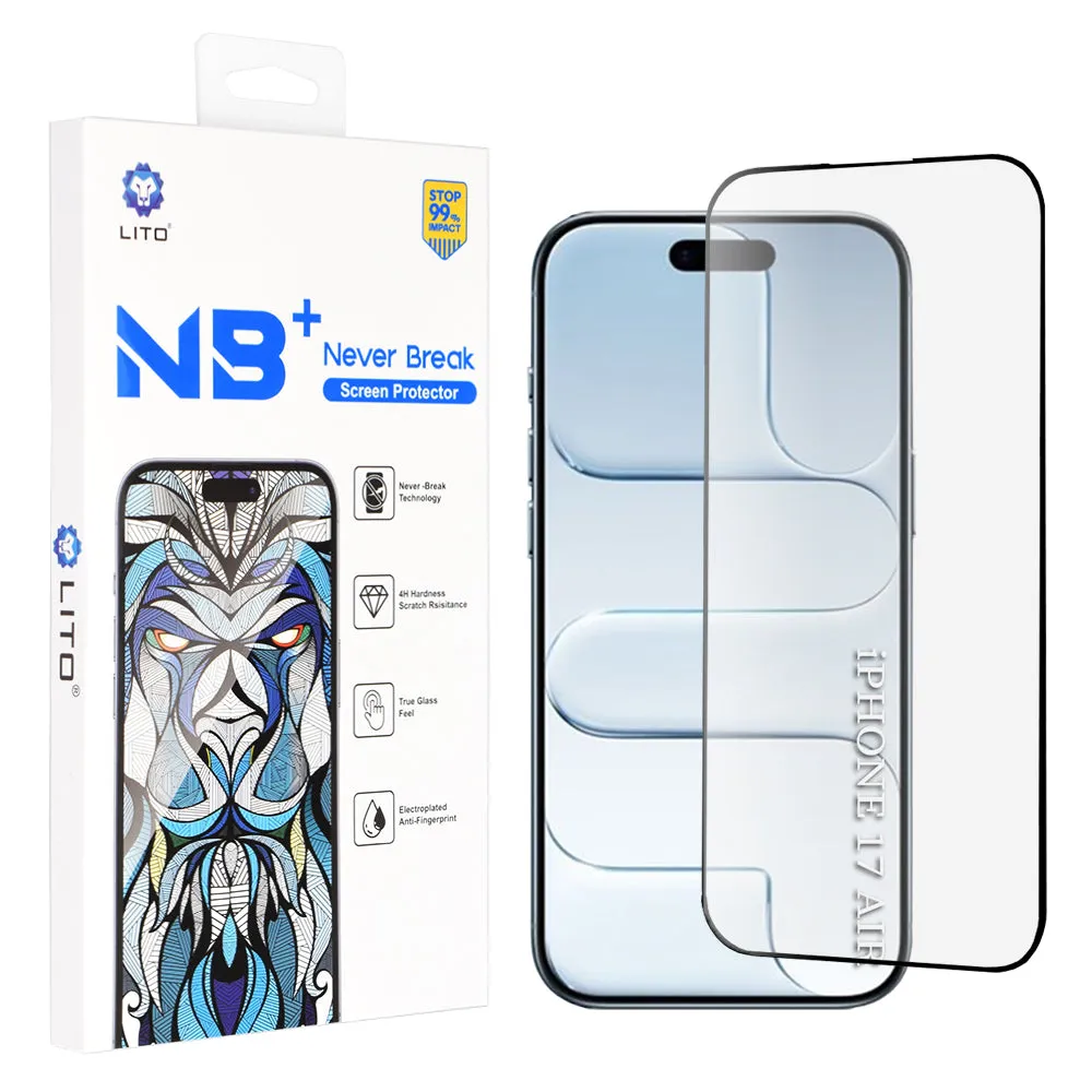Pellicola Protettiva Schermo Lito NB per Apple iPhone 17 Air, Vetro Temperato, Full Glue, Nera - immagine 1