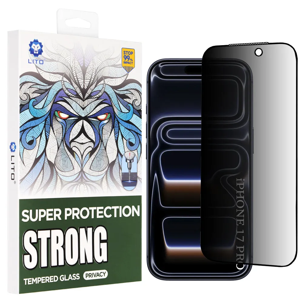 Pellicola Protettiva Schermo Privacy Lito D+ Max Strong per Apple iPhone 17 Pro, Vetro Temperato, Full Glue - immagine 1