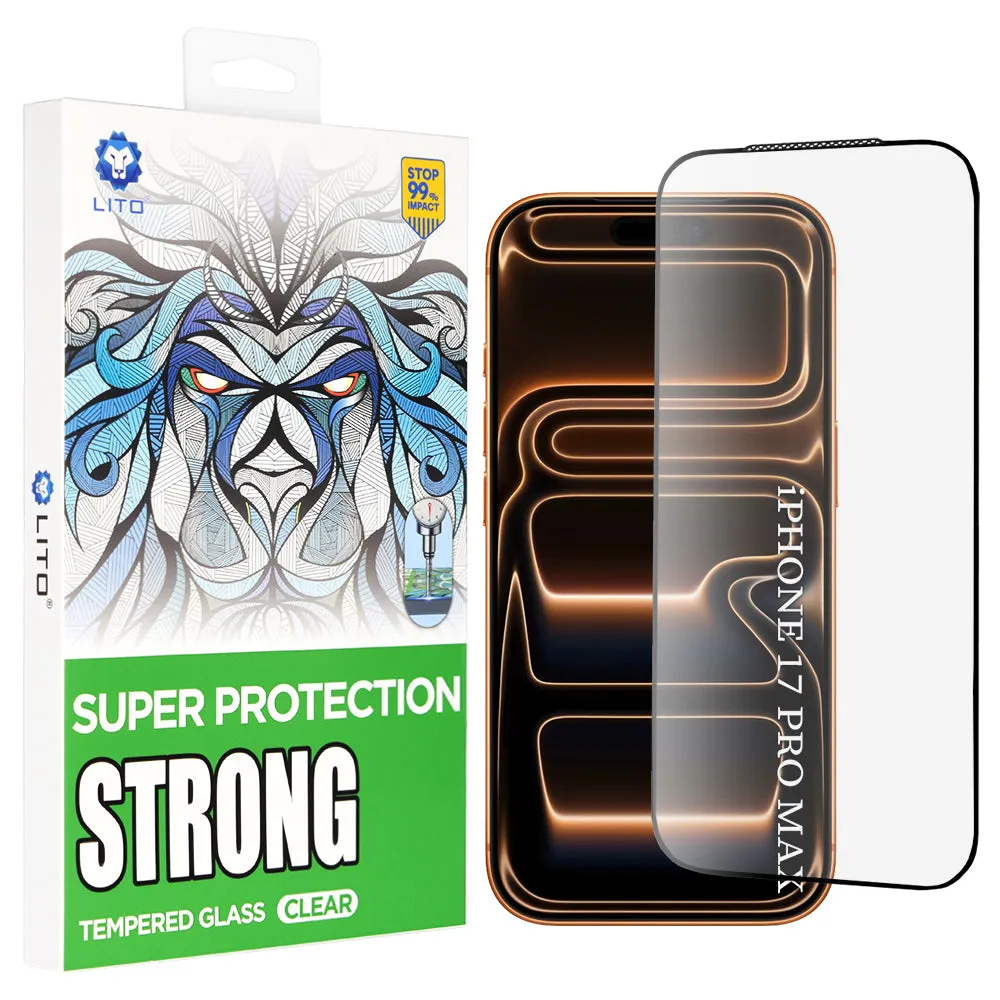 Pellicola protettiva per schermo Lito D+ Max Strong per Apple iPhone 18 Pro Max / 17 Pro Max, Vetro temperato, Full Glue, Nero - immagine 1