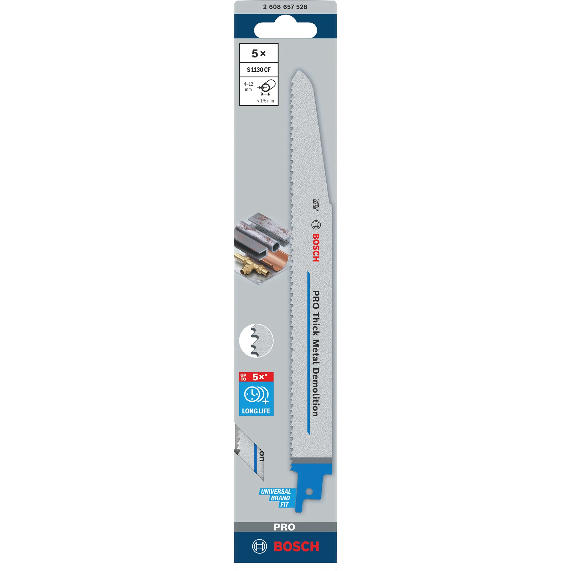 Lama per sega a gattuccio PRO per demolizione metallo spesso S 1130 CF, 5 pezzi - immagine 1