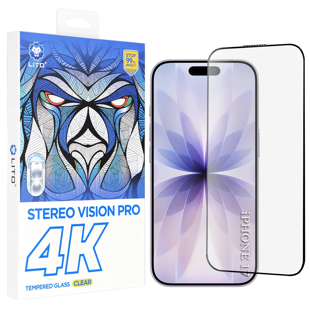 Pellicola Protettiva Schermo Lito D+ Max 4K per Apple iPhone 17 / 16 Pro, Vetro Temperato, Full Glue, Nera - immagine 1