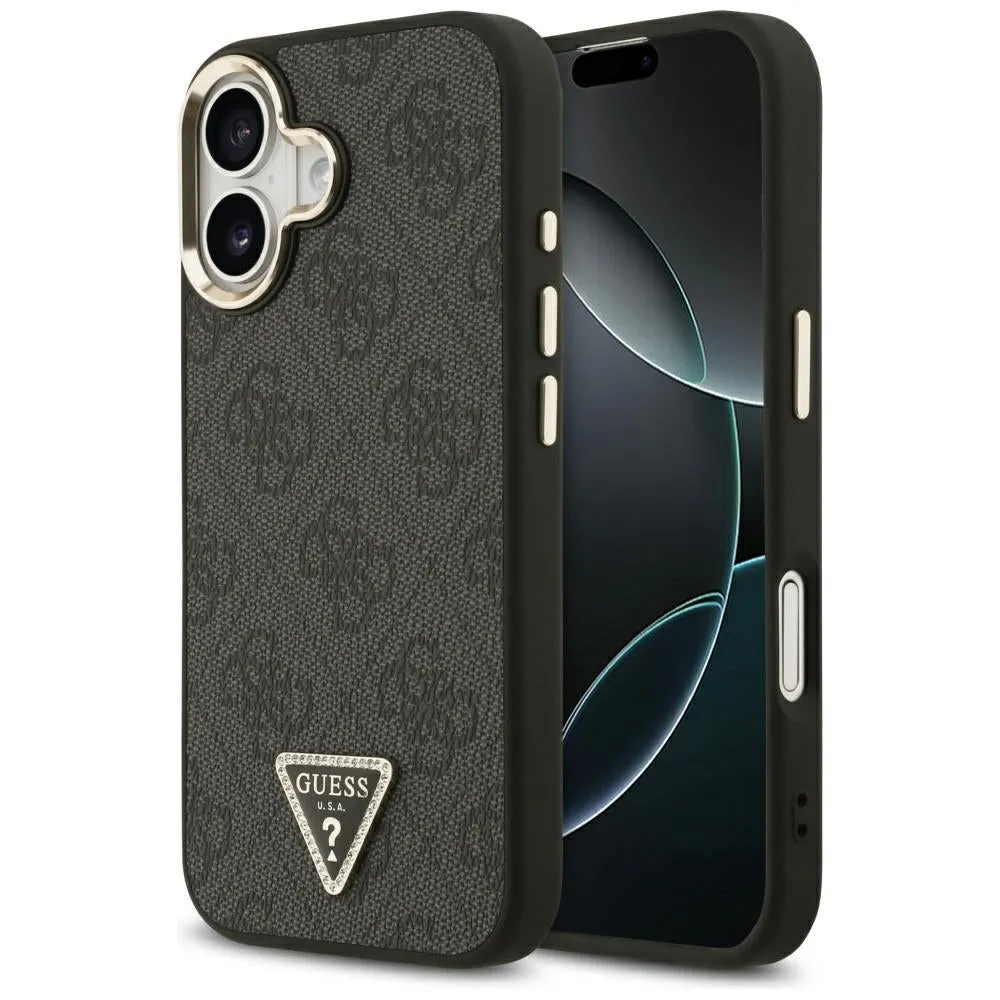 Custodia MagSafe per Apple iPhone 17, Guess, Logo Diamante Triangolo 4G, Nera - immagine 1