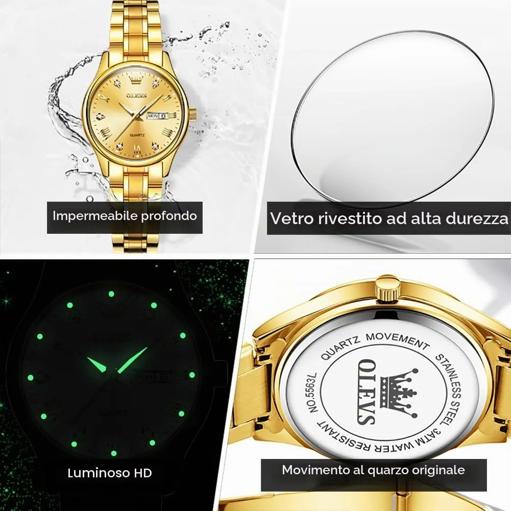 Raitown Orologio da Donna Analogico al Quarzo Luminescente Moda in Acciaio Inossidabile Orologi R5563L - immagine 5