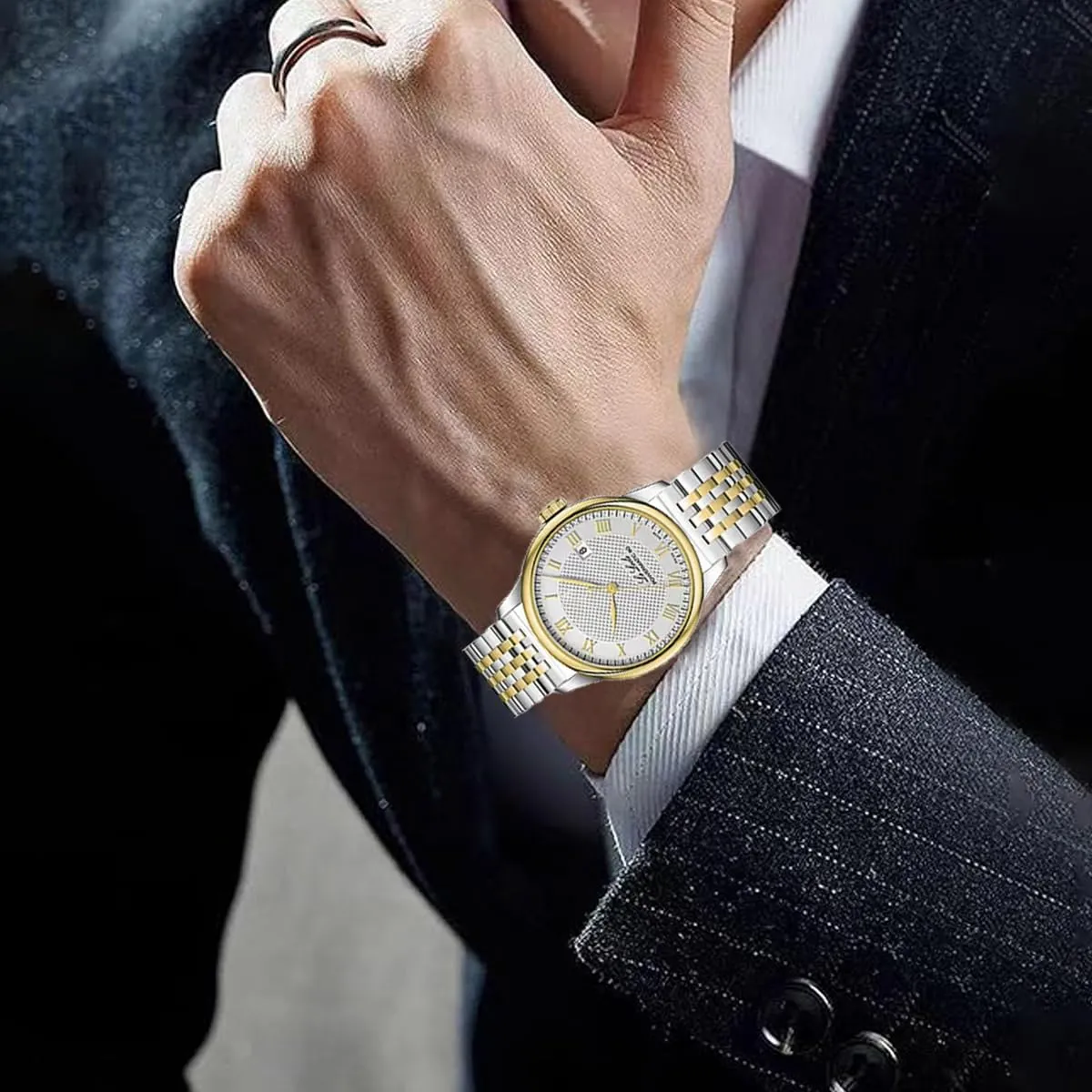 FOUUA Cinturino per Orologio in Acciaio Inossidabile con Estremità Dritta e Curva Cinturino per Orologio in Metallo Solido Premium 16mm 18mm 19mm 20mm 22mm per Uomo Donna - immagine 5