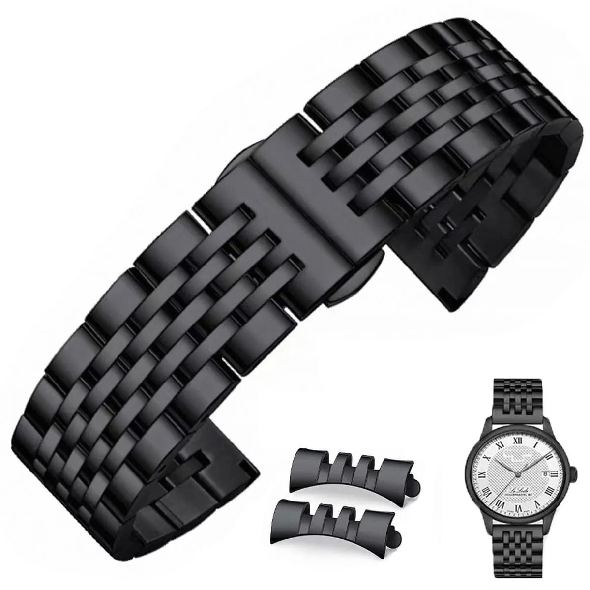 FOUUA Cinturino per Orologio in Acciaio Inossidabile con Estremità Dritta e Curva Cinturino per Orologio in Metallo Solido Premium 16mm 18mm 19mm 20mm 22mm per Uomo Donna - immagine 1
