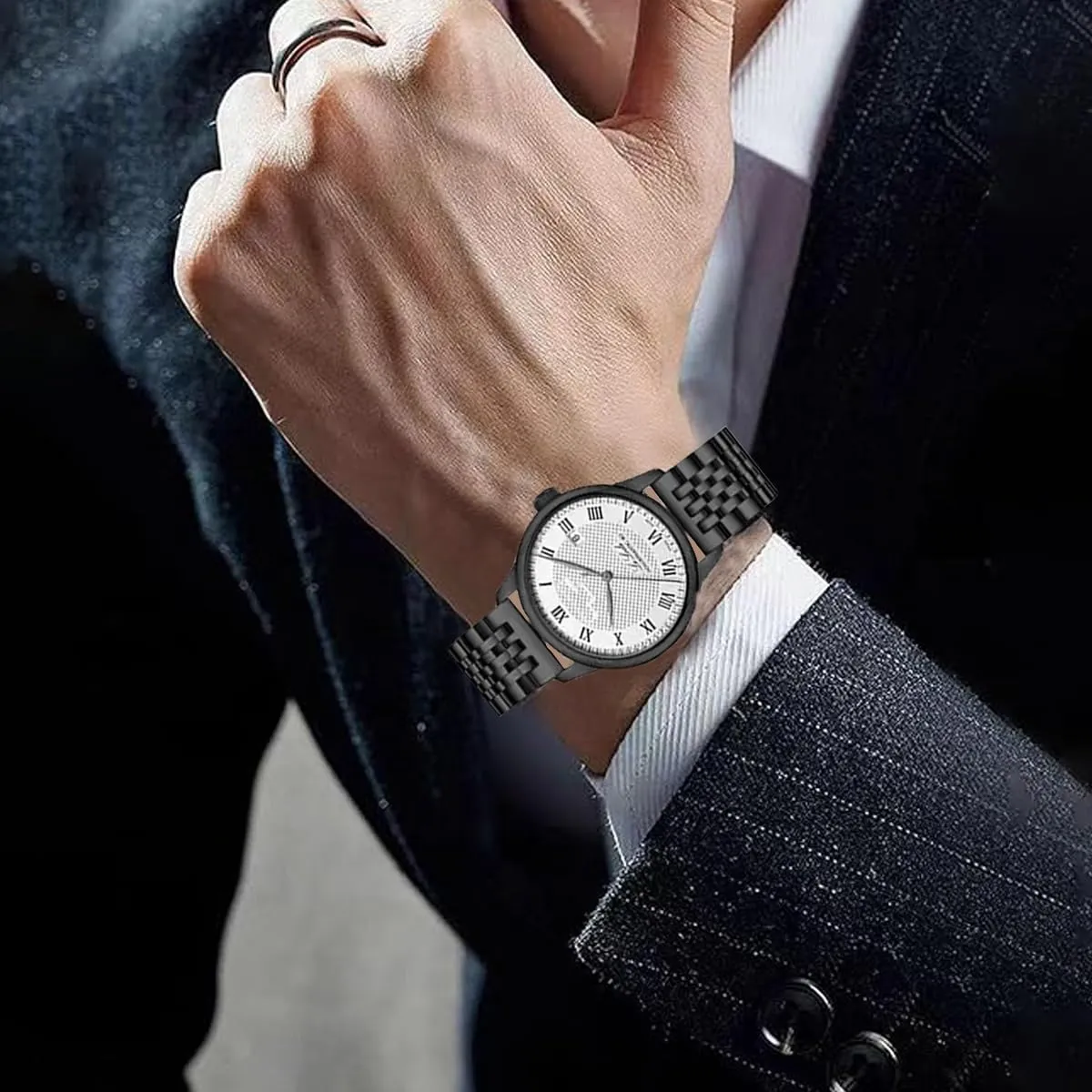 FOUUA Cinturino per Orologio in Acciaio Inossidabile con Estremità Dritta e Curva Cinturino per Orologio in Metallo Solido Premium 16mm 18mm 19mm 20mm 22mm per Uomo Donna - immagine 6