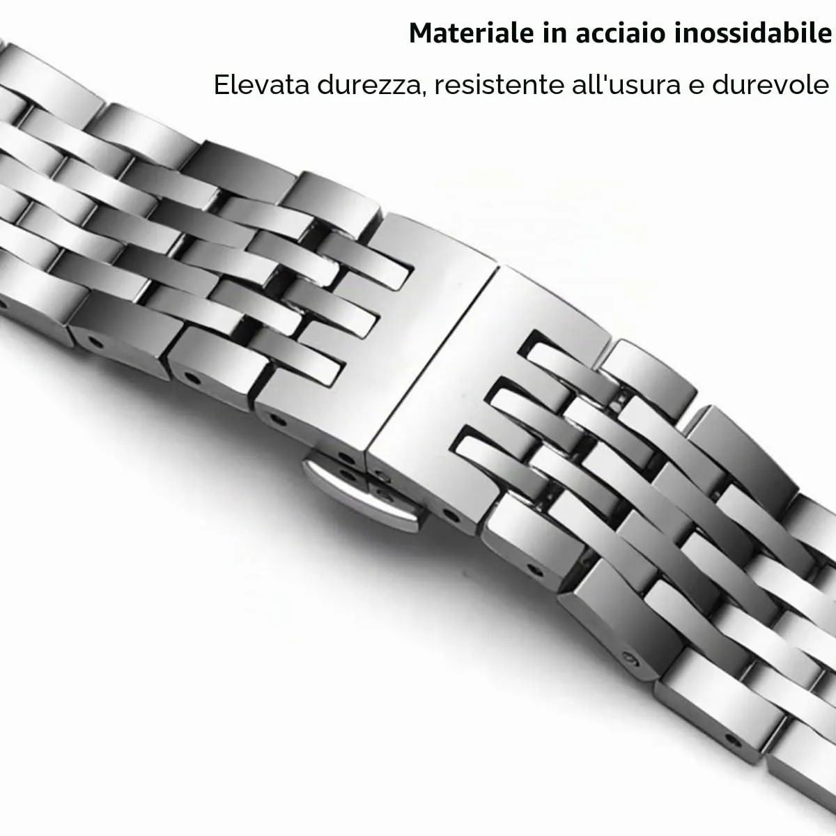 FOUUA Cinturino per Orologio in Acciaio Inossidabile con Estremità Dritta e Curva Cinturino per Orologio in Metallo Solido Premium 16mm 18mm 19mm 20mm 22mm per Uomo Donna - immagine 3