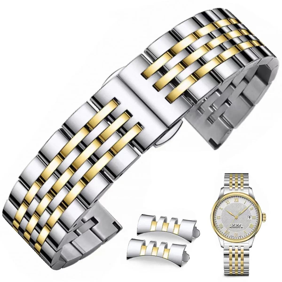 FOUUA Cinturino per Orologio in Acciaio Inossidabile con Estremità Dritta e Curva Cinturino per Orologio in Metallo Solido Premium 16mm 18mm 19mm 20mm 22mm per Uomo Donna - immagine 1