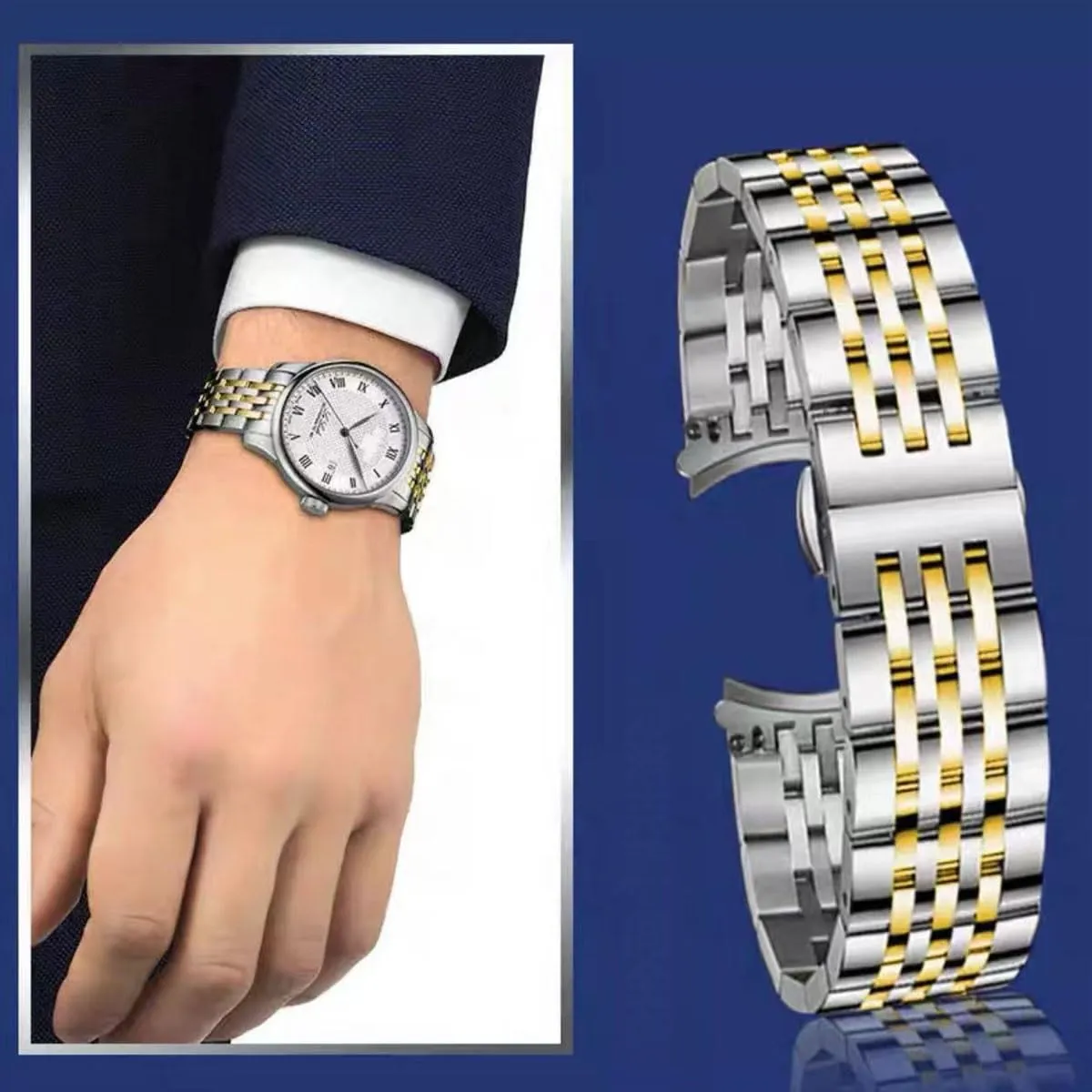 FOUUA Cinturino per Orologio in Acciaio Inossidabile con Estremità Dritta e Curva Cinturino per Orologio in Metallo Solido Premium 16mm 18mm 19mm 20mm 22mm per Uomo Donna - immagine 6