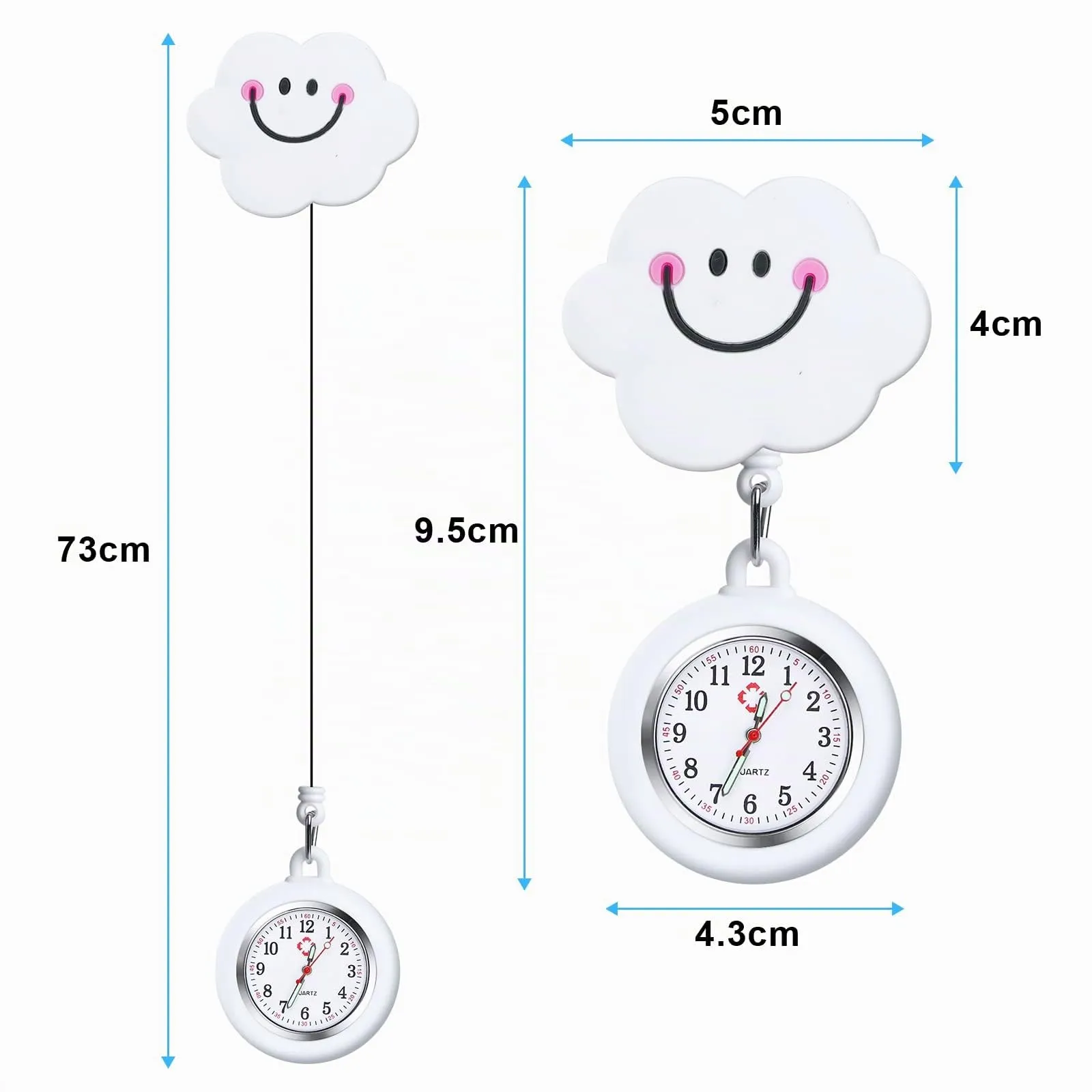 Vicloon Orologio da Infermiere, 2Pcs Orologio da Taschino Infermieri in Silicone, Infermieri Fob Medical Watch con Spilla Badge Reel Clip, Orologi da Tasca per Medici e Paramedico - immagine 2