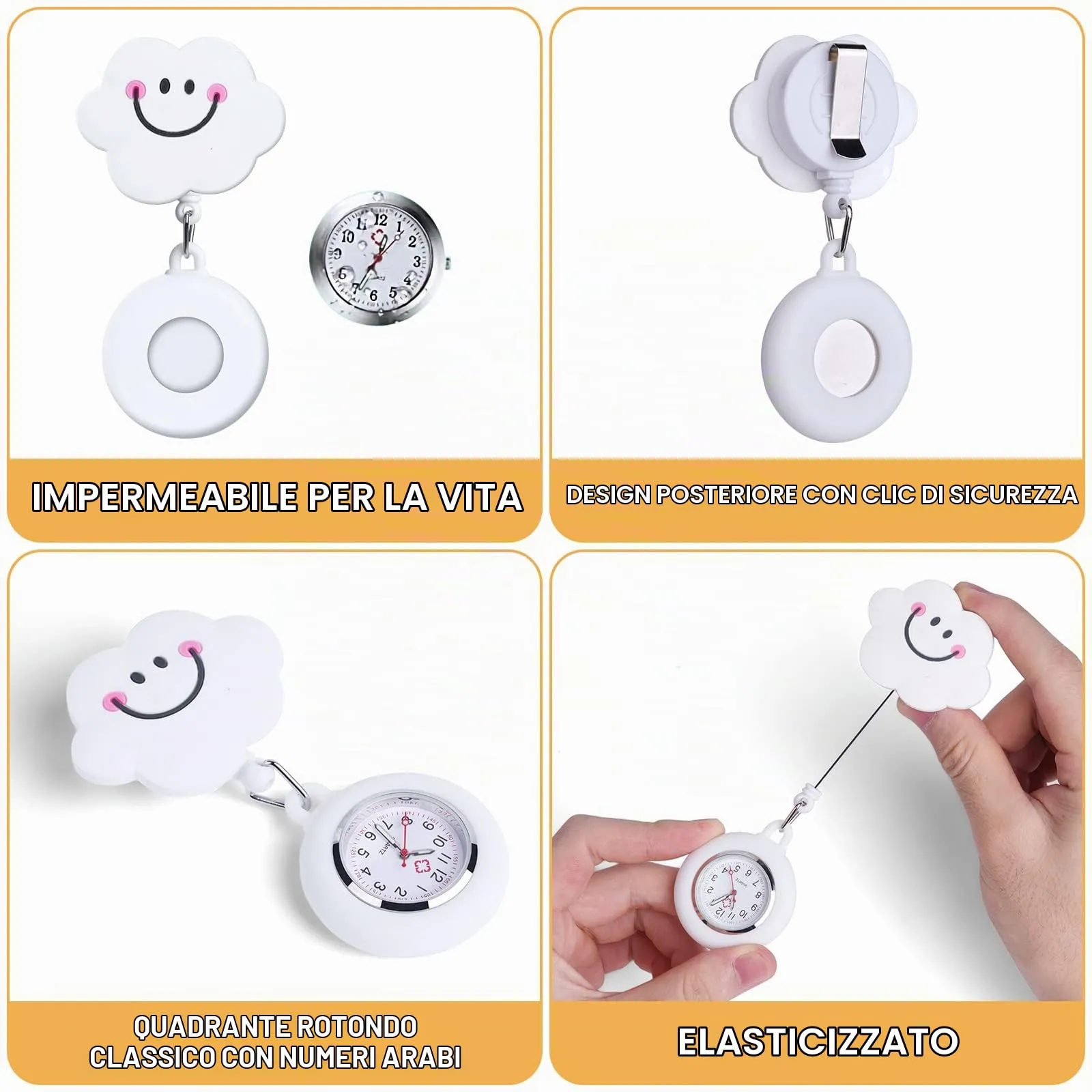 Vicloon Orologio da Infermiere, 2Pcs Orologio da Taschino Infermieri in Silicone, Infermieri Fob Medical Watch con Spilla Badge Reel Clip, Orologi da Tasca per Medici e Paramedico - immagine 3