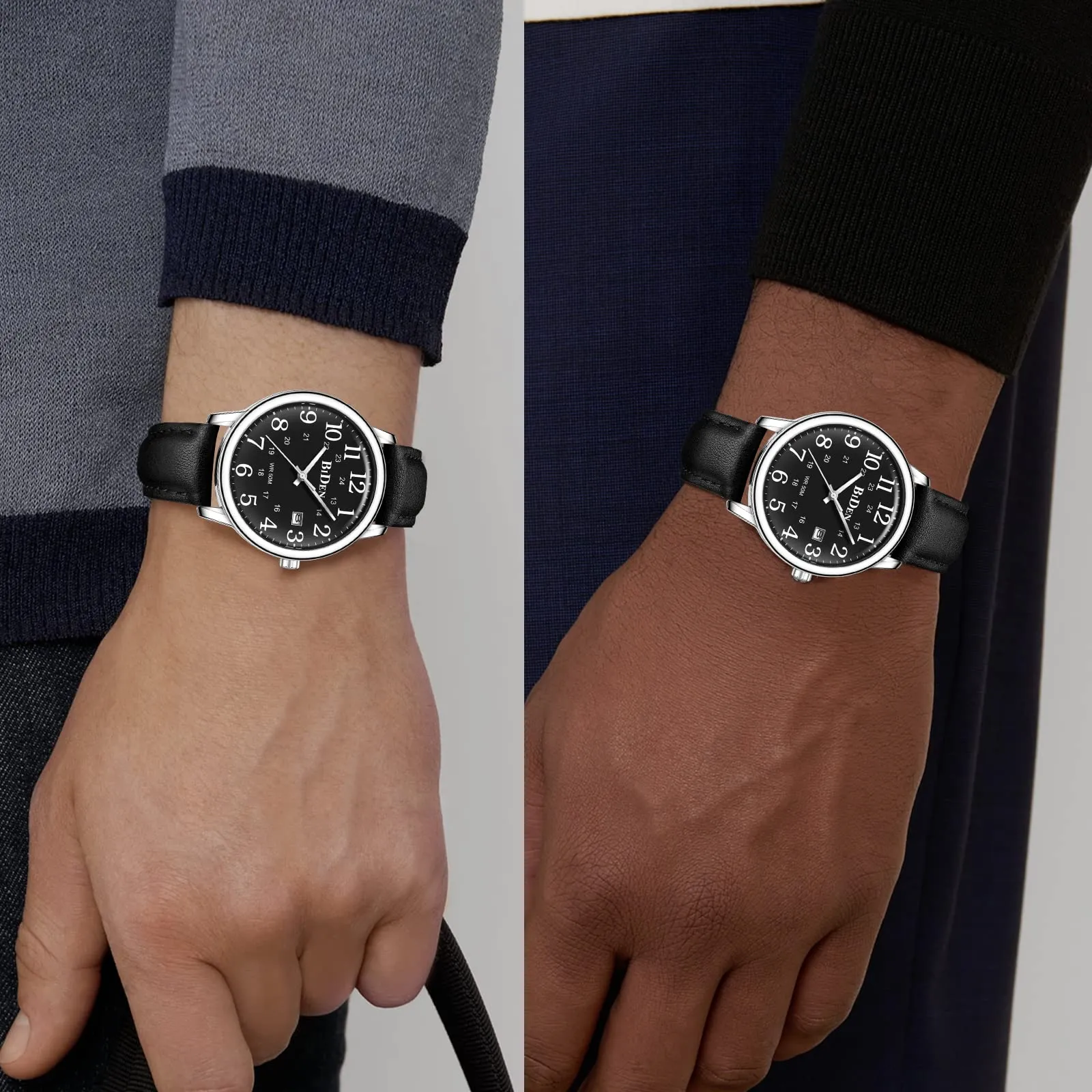 HANPOSH Orologio Uomo Analogico al Quarzo Impermeabile in Pelle - immagine 6
