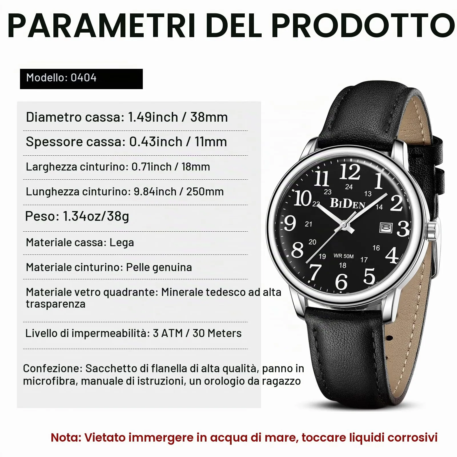 HANPOSH Orologio Uomo Analogico al Quarzo Impermeabile in Pelle - immagine 9