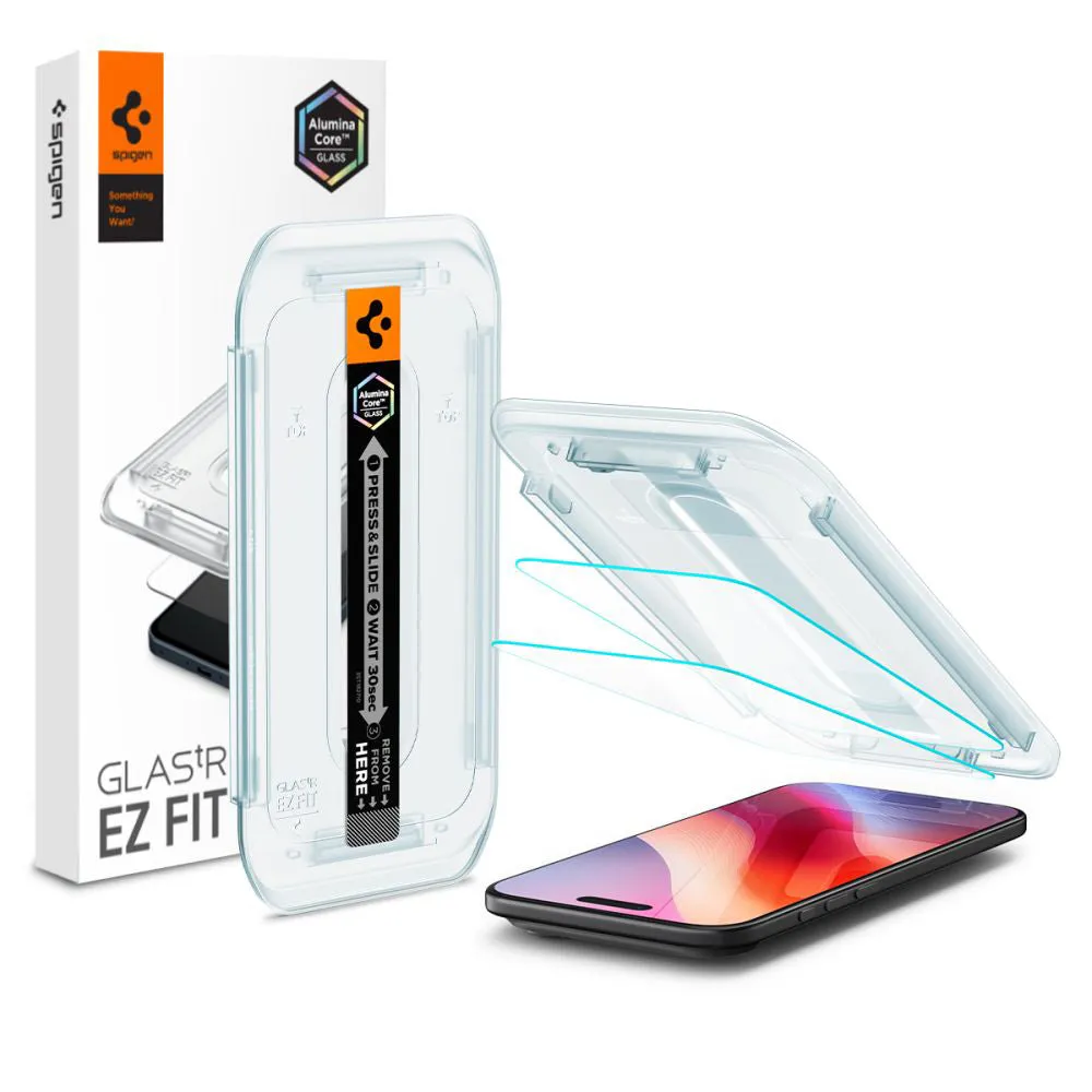 Pellicola protettiva per schermo Spigen GlastR EZ FIT per Apple iPhone 17 Air, vetro temperato, Full Glue, set da 2 pezzi AGL09861 - immagine 1