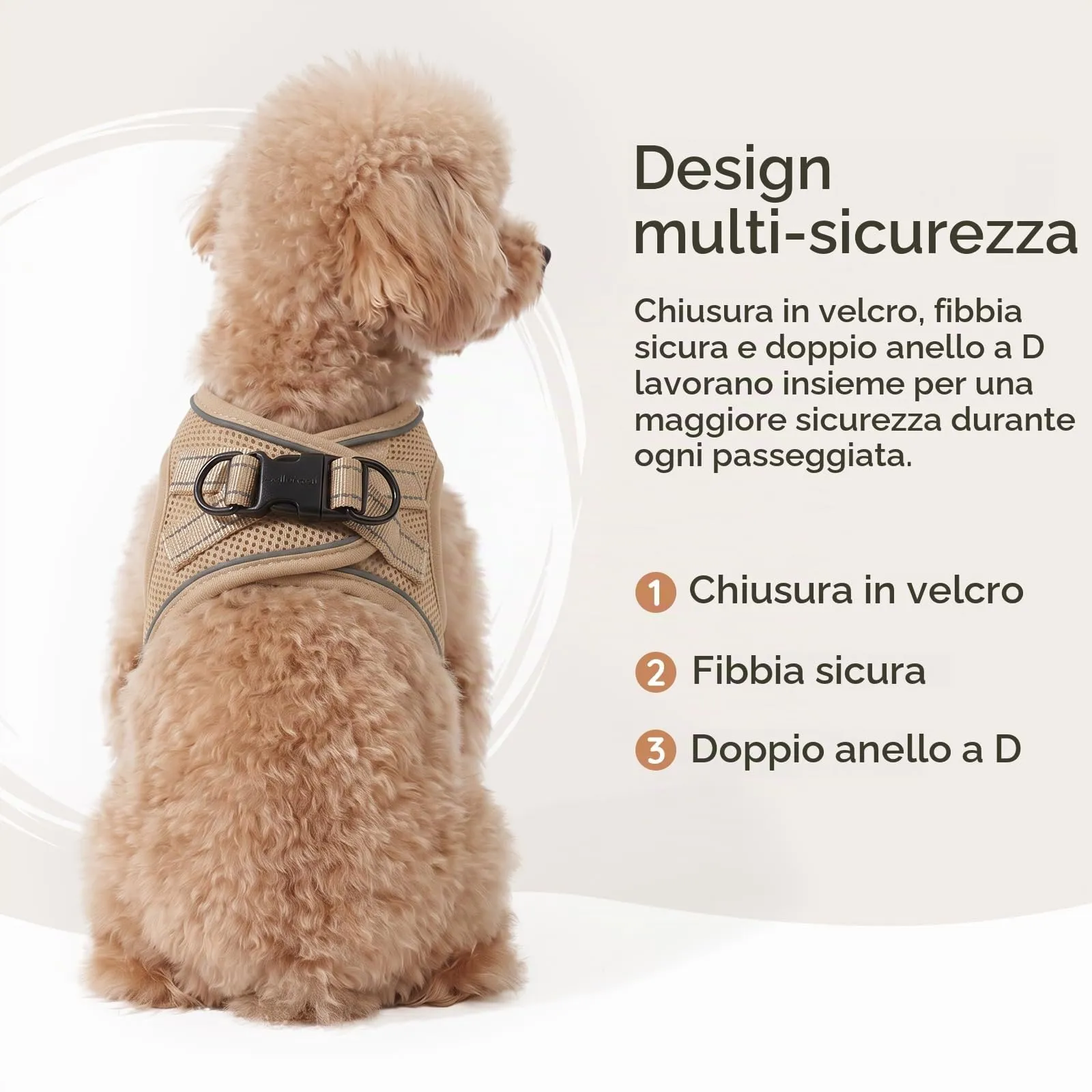 BELLA & PAL Pettorina Cane Taglia Piccola, Pettorine per Cuccioli con Guinzaglio, Step In Riflettente in Air Mesh Morbida e Traspirante, Imbracatura per Cani Poccoli, Cachi, XXS - immagine 4