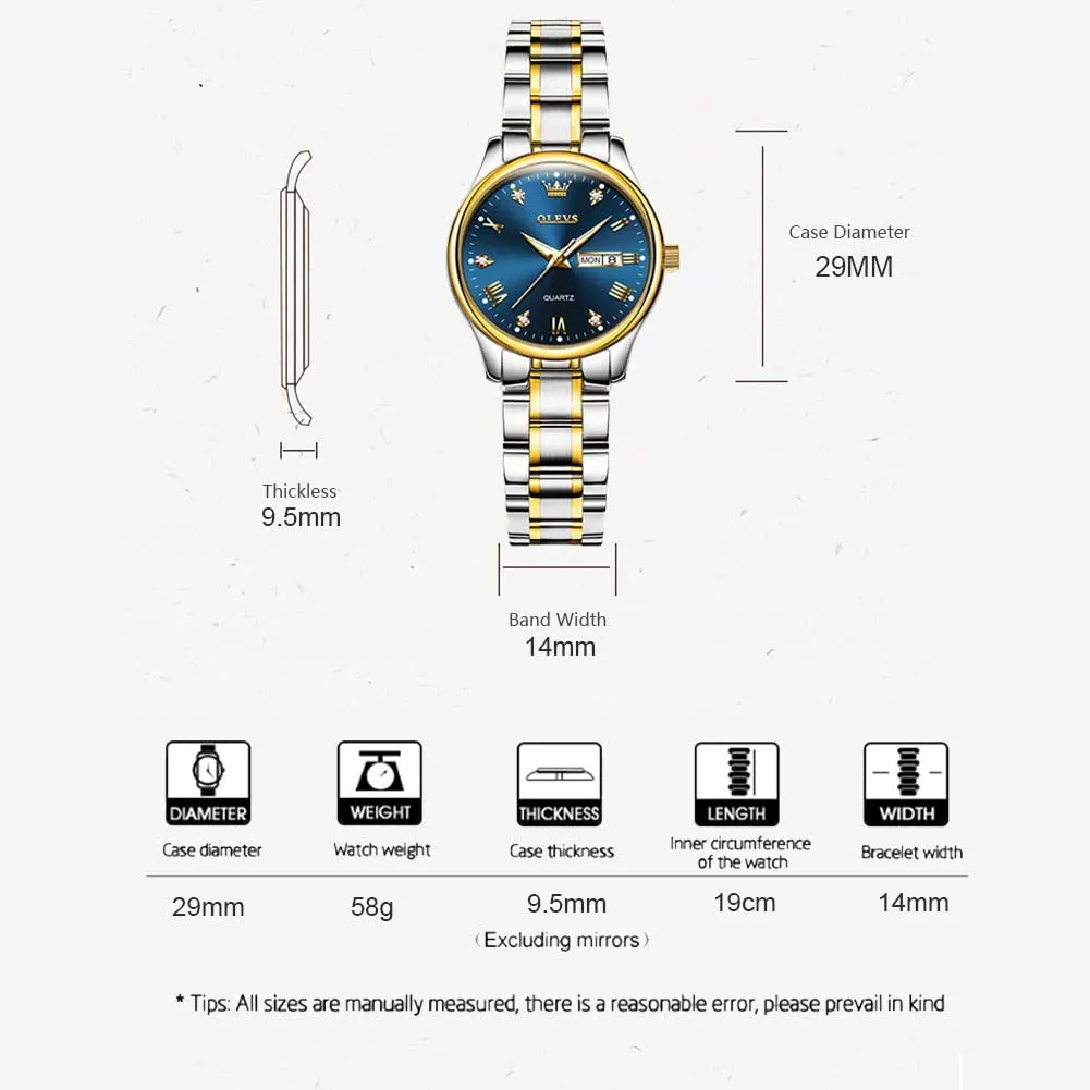 Raitown Orologio Donna Acciaio Inossidabile 29mm Quadrante Piccolo con Data - immagine 4