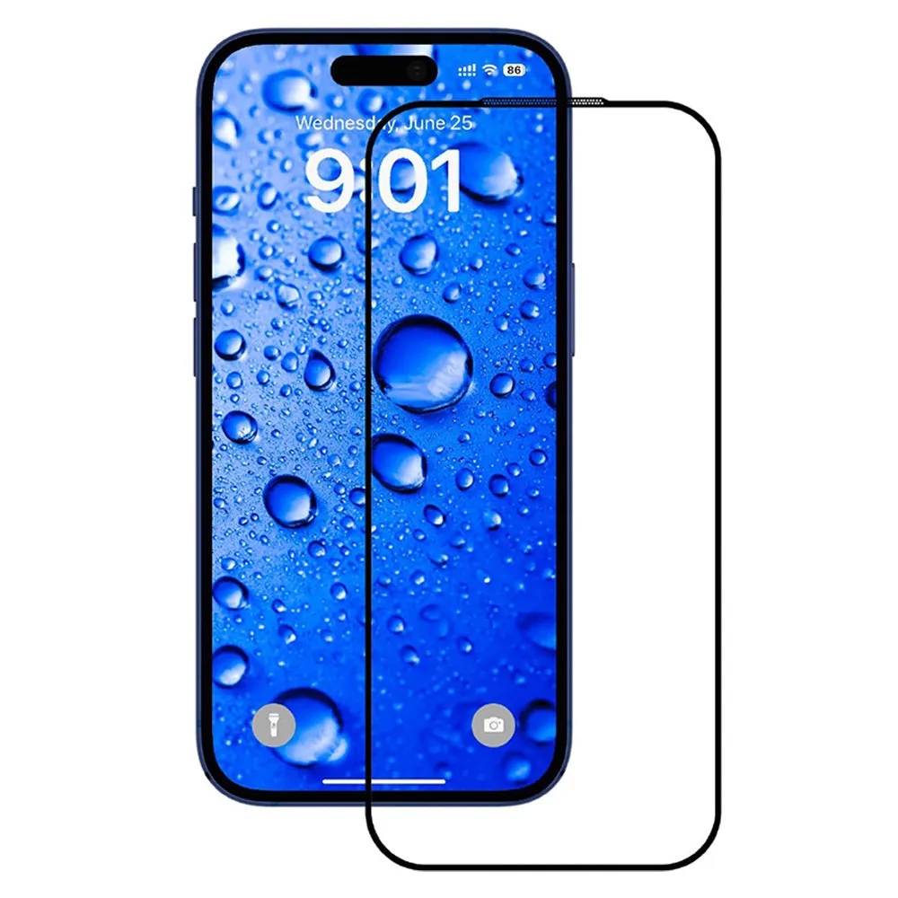 Pellicola Protettiva Schermo Anank per Apple iPhone 17 Pro, Vetro Temperato, Full Glue, 2.5D, Nera - immagine 1