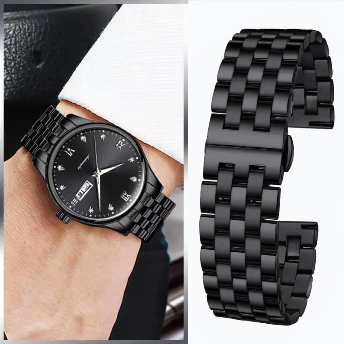 HEYOZURY Cinturini per Orologio in Metallo in Acciaio Inossidabile per Orologi con Estremità Dritta e Curva 18mm 19mm 20mm 21mm 22mm 24mm Cinturini di Ricambio in Braccialetti per Uomini Donne - immagine 6