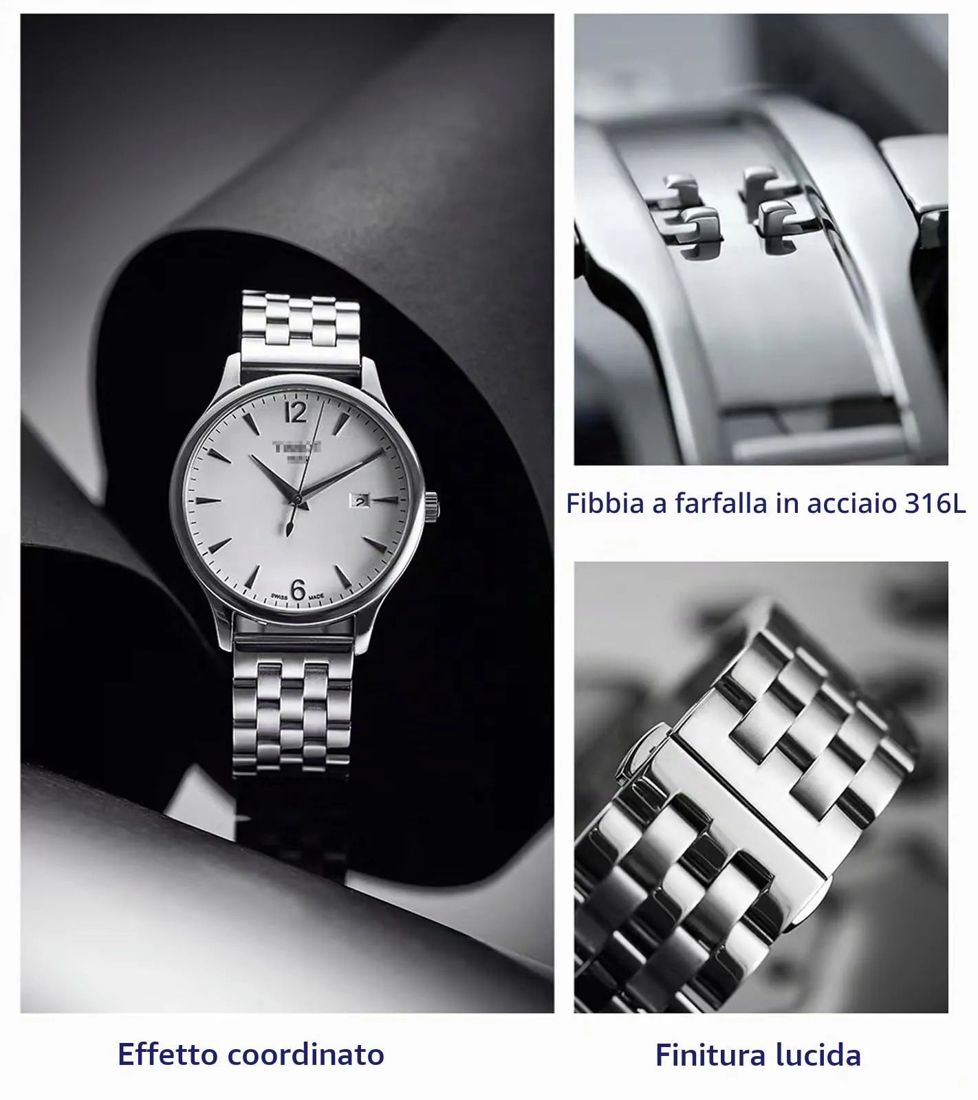 HEYOZURY Cinturini per Orologio in Metallo in Acciaio Inossidabile per Orologi con Estremità Dritta e Curva 18mm 19mm 20mm 21mm 22mm 24mm Cinturini di Ricambio in Braccialetti per Uomini Donne - immagine 2