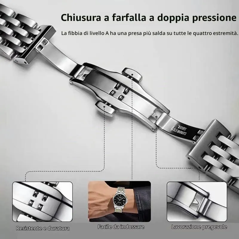 HEYOZURY Cinturini per Orologio in Metallo in Acciaio Inossidabile per Orologi con Estremità Dritta e Curva 18mm 19mm 20mm 21mm 22mm 24mm Cinturini di Ricambio in Braccialetti per Uomini Donne - immagine 3