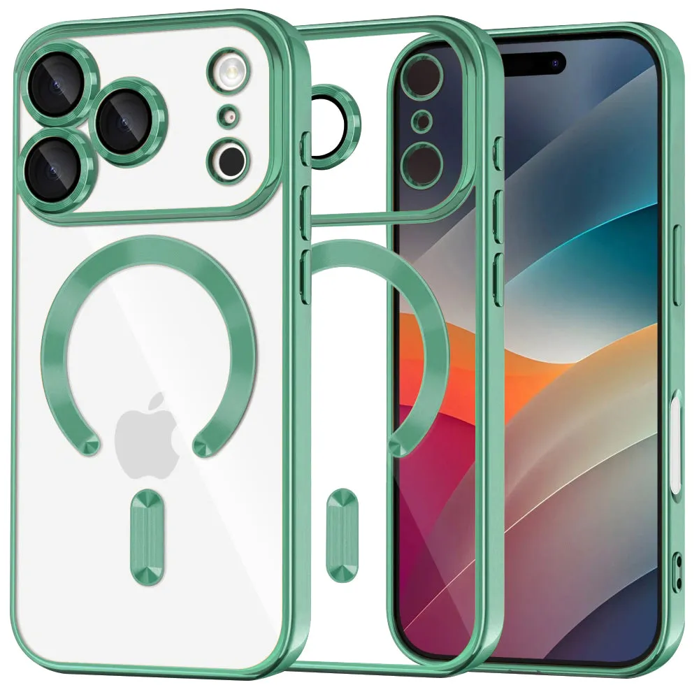 Custodia MagSafe per Apple iPhone 17 Pro Max, Techsuit, Luxury Crystal, Verde Chiaro - immagine 1