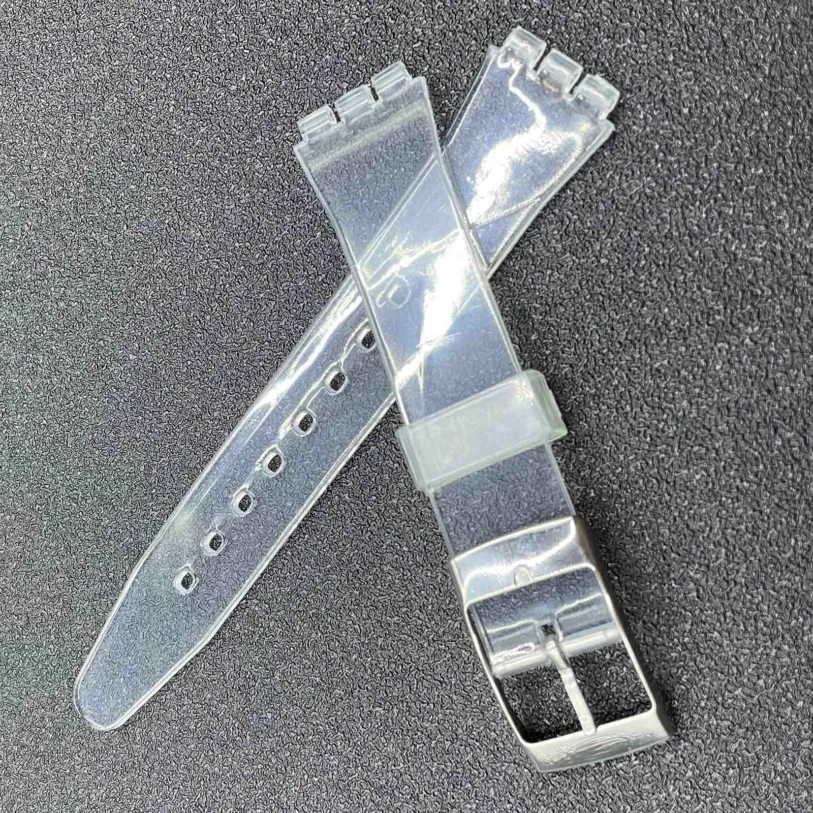 Rihahisy Sostituzione cinturino in gomma siliconica/cinturino per orologio con fibbia in acciaio inox argento per Swatch, 17mm - immagine 2