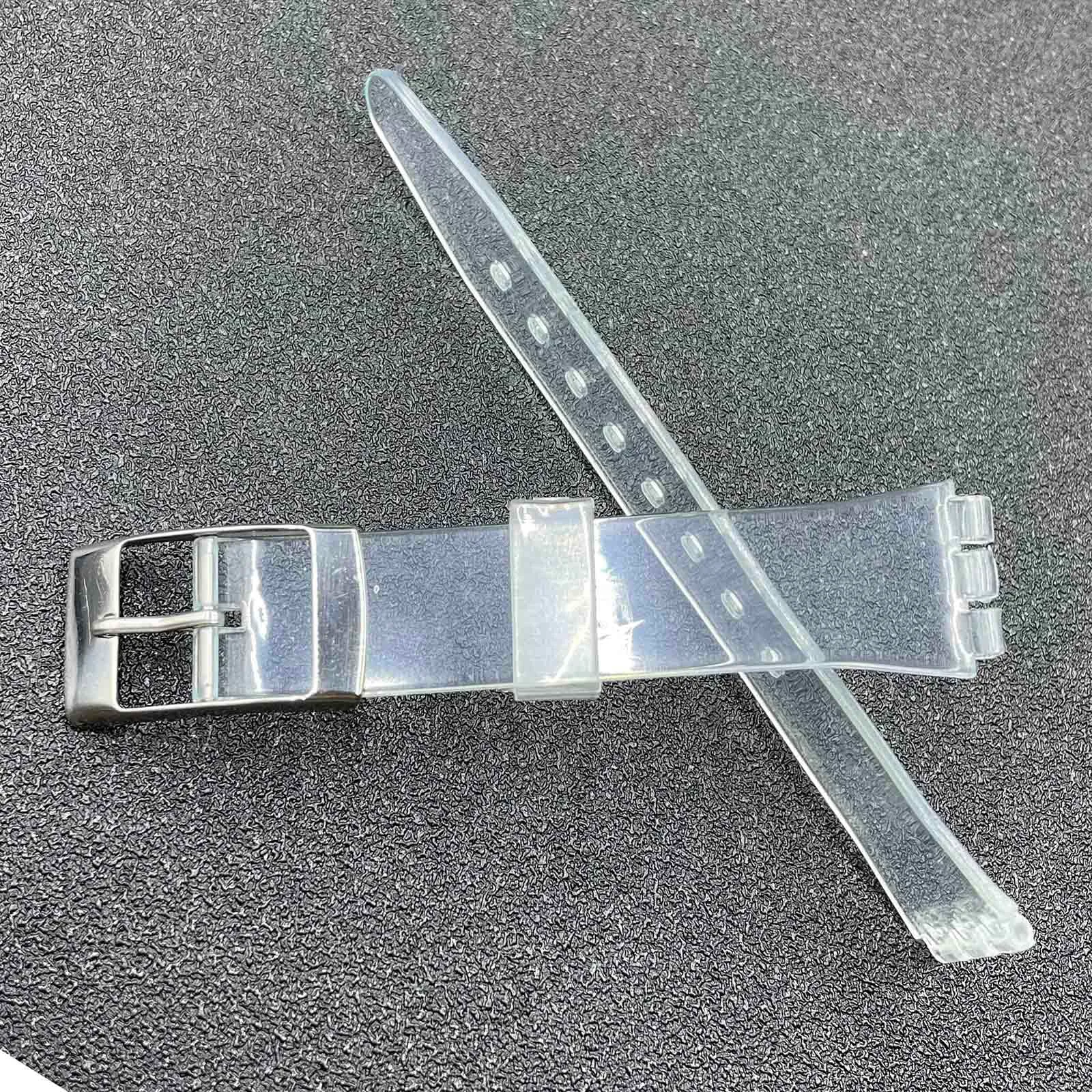 Rihahisy Sostituzione cinturino in gomma siliconica/cinturino per orologio con fibbia in acciaio inox argento per Swatch, 17mm - immagine 3