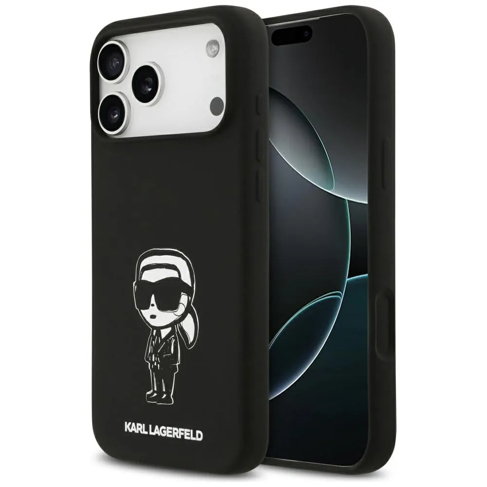 Custodia per Apple iPhone 17 Pro Max, Karl Lagerfeld, Sketch and Logo Karl, Nera - immagine 1